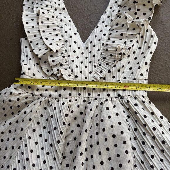NEW LINE & DOT Kimmi Mini Dress Sz S Ivory Brown Dots Boho Ruffle Romantic - Picture 9 of 16